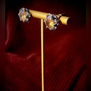 Golden Crystal Gem Earrings